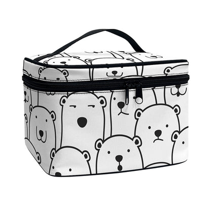 Cute Polar Bear Pattern Print Travel Makeup Bag