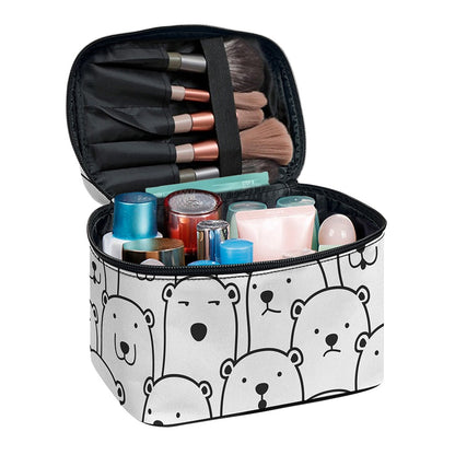 Cute Polar Bear Pattern Print Travel Makeup Bag