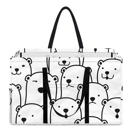 Cute Polar Bear Pattern Print Utility Tote Bag