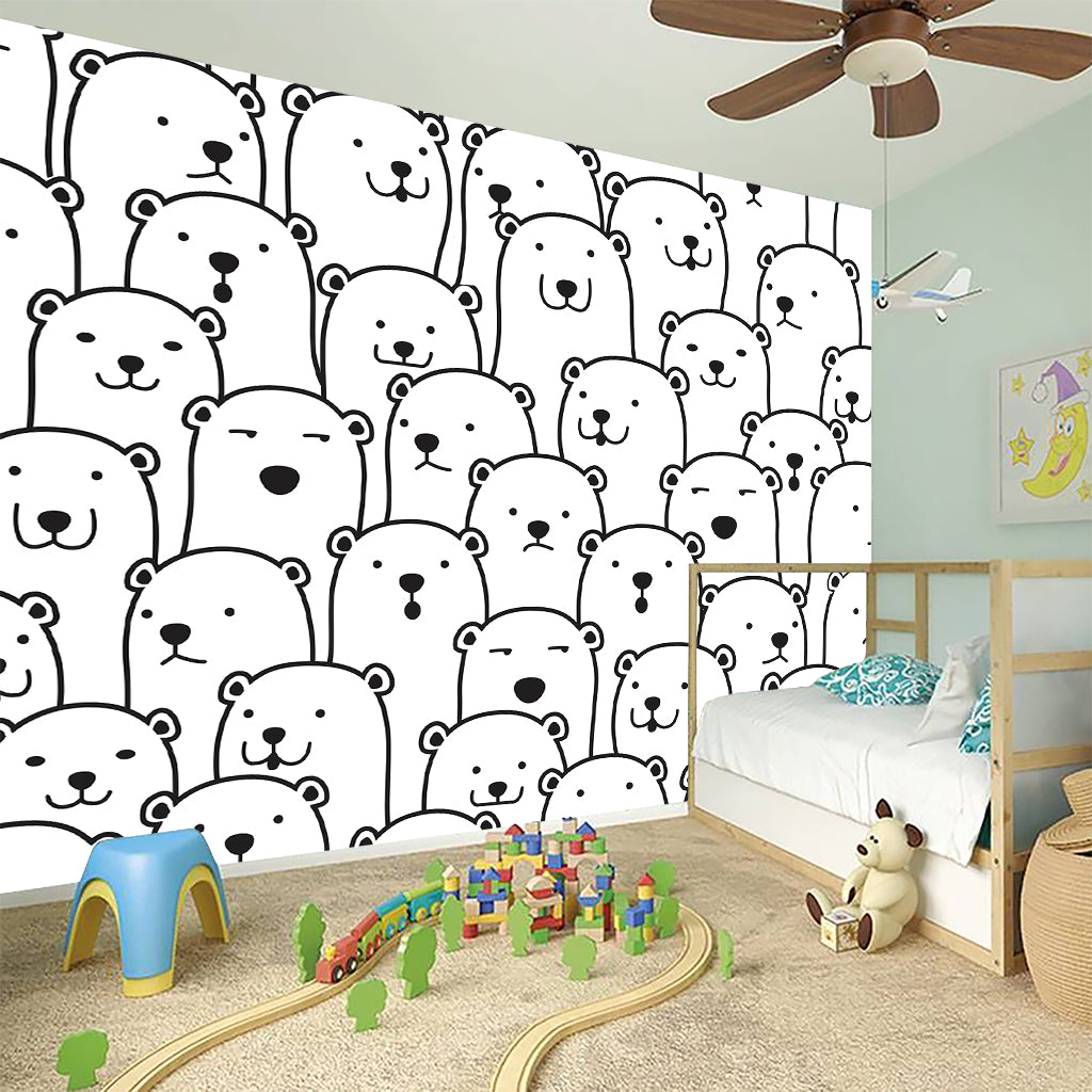 Cute Polar Bear Pattern Print Wall Sticker