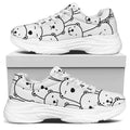 Cute Polar Bear Pattern Print White Chunky Shoes