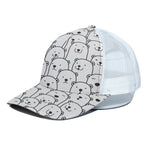 Cute Polar Bear Pattern Print White Mesh Trucker Cap