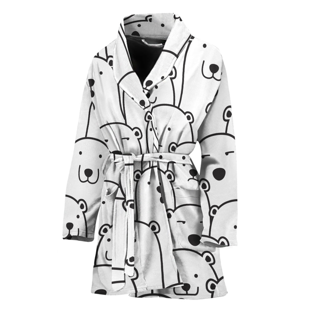 Cute Polar Bear Pattern Print Women's Bathrobe