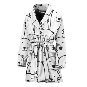 Cute Polar Bear Pattern Print Women's Bathrobe