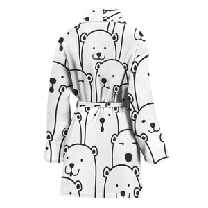 Cute Polar Bear Pattern Print Women's Bathrobe