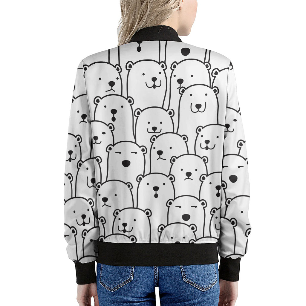 Cute Polar Bear Pattern Print Women's Bomber Jacket