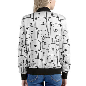 Cute Polar Bear Pattern Print Women's Bomber Jacket