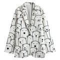 Cute Polar Bear Pattern Print Women's Cotton Blazer