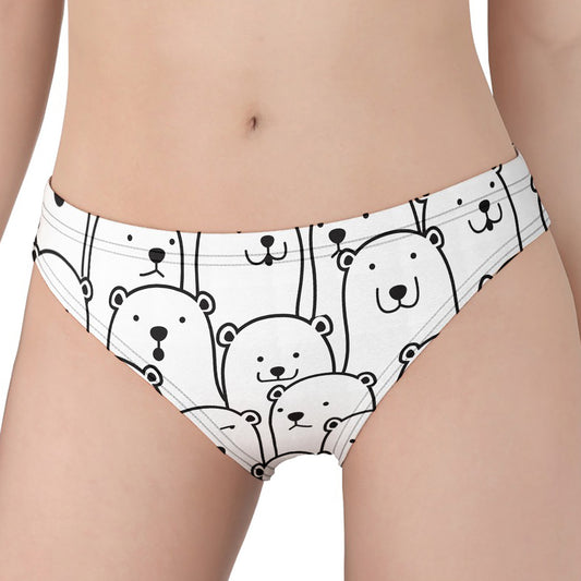 Cute Polar Bear Pattern Print Women's Panties