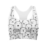 Cute Polar Bear Pattern Print Women's Sports Bra