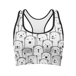 Cute Polar Bear Pattern Print Women's Sports Bra