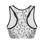 Cute Polar Bear Pattern Print Women's Sports Bra