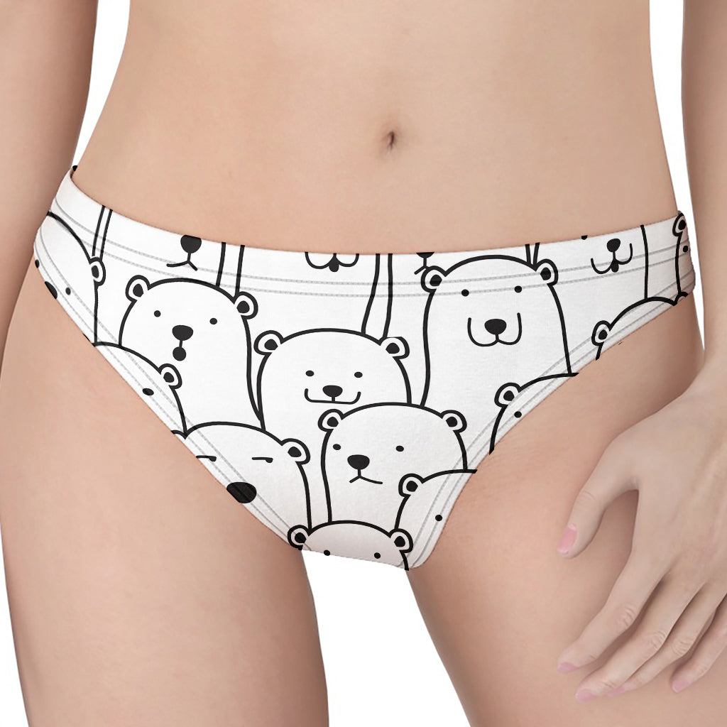 Cute Polar Bear Pattern Print Women's Thong