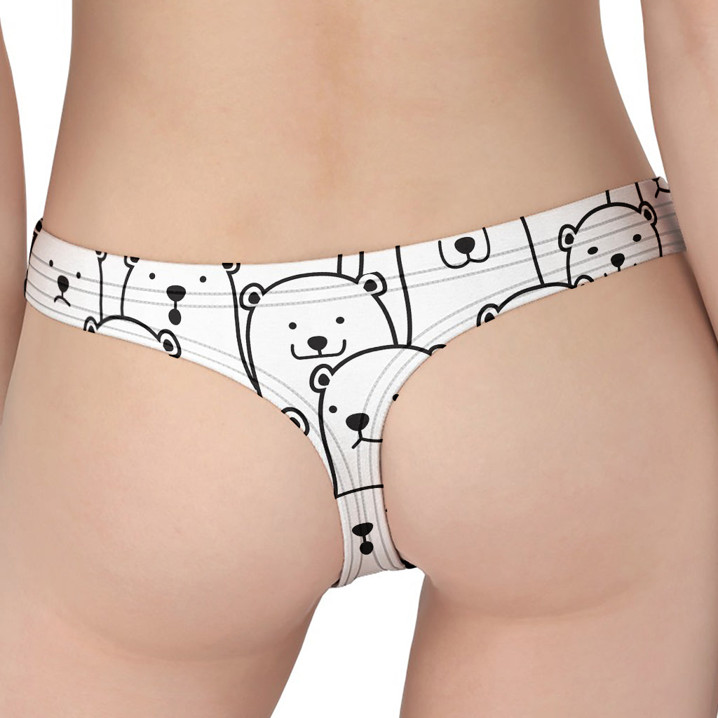 Cute Polar Bear Pattern Print Women's Thong