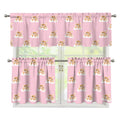 Cute Polka Dot Baby Bear Pattern Print 3 Piece Kitchen Curtains