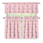 Cute Polka Dot Baby Bear Pattern Print 3 Piece Kitchen Curtains