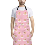 Cute Polka Dot Baby Bear Pattern Print Bib Apron With Pocket