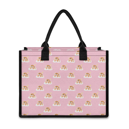 Cute Polka Dot Baby Bear Pattern Print Canvas Tote Bag