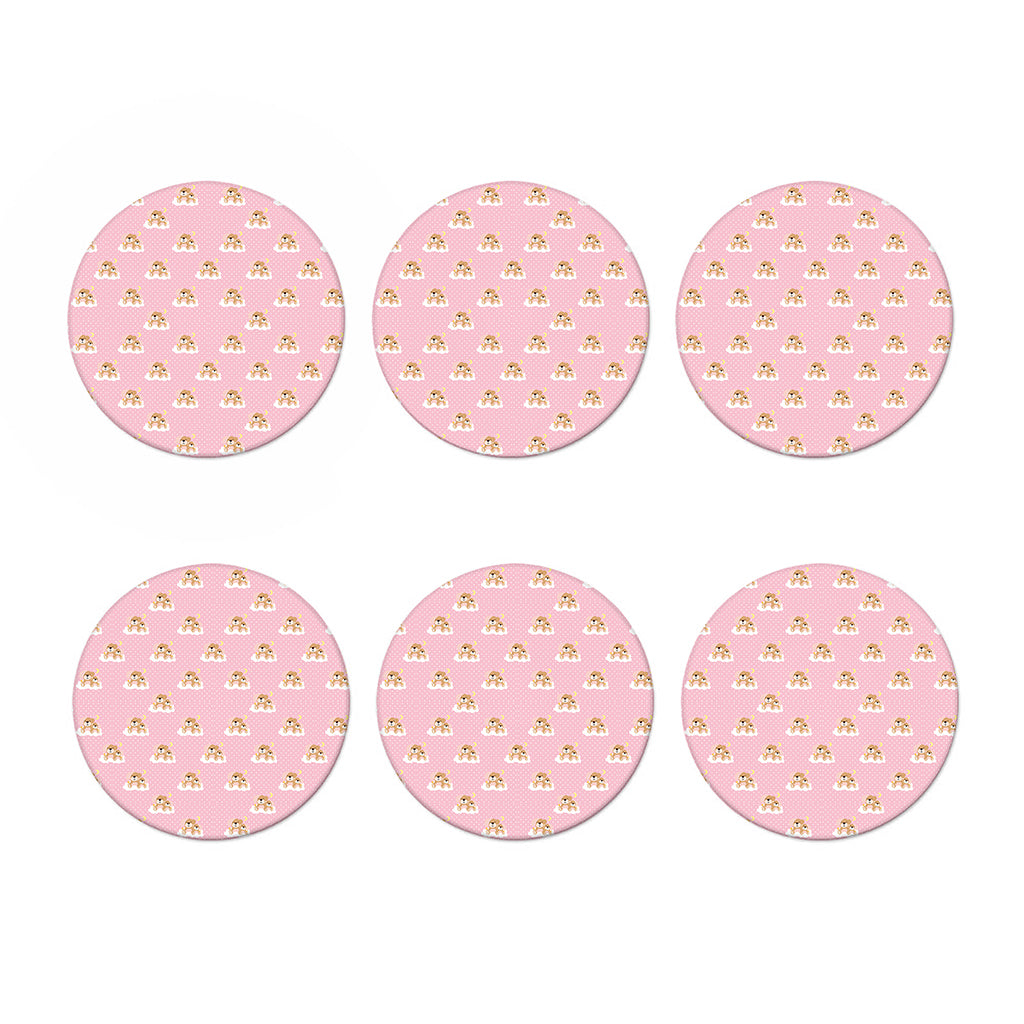 Cute Polka Dot Baby Bear Pattern Print Coaster Set