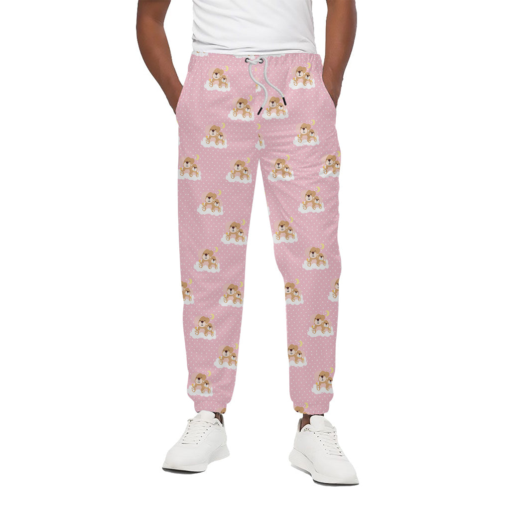 Cute Polka Dot Baby Bear Pattern Print Cotton Pants