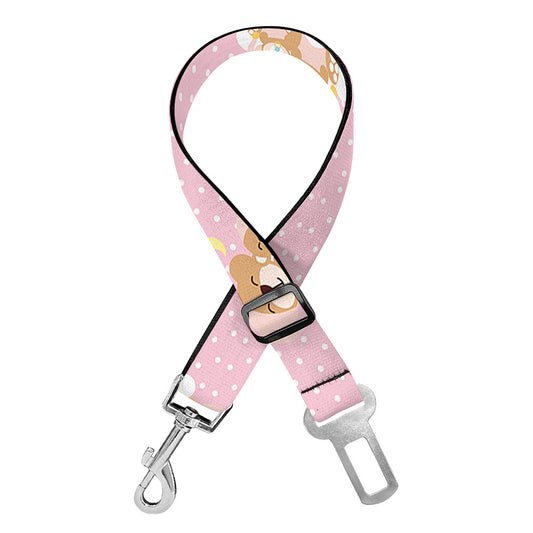 Cute Polka Dot Baby Bear Pattern Print Dog Seat Belt