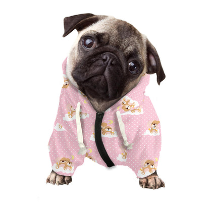 Cute Polka Dot Baby Bear Pattern Print Dog Zip Up Hoodie
