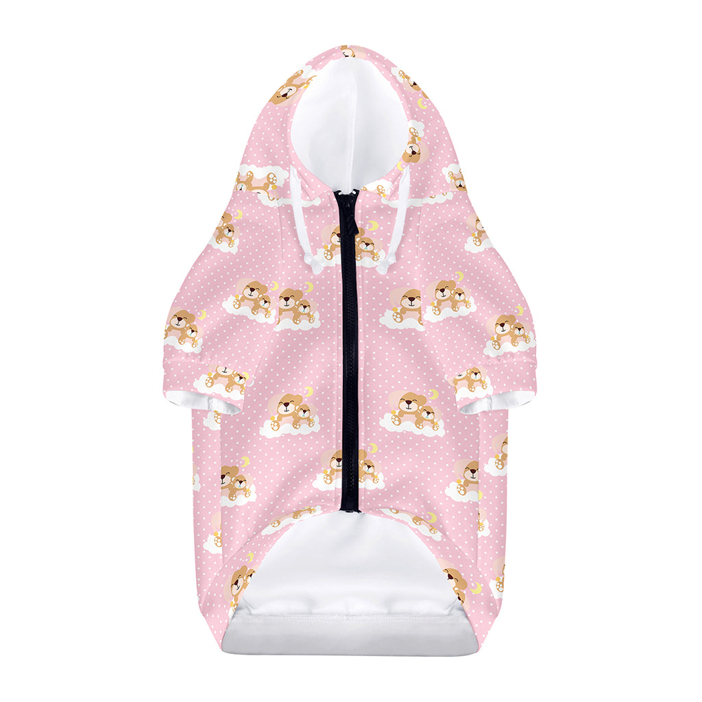Cute Polka Dot Baby Bear Pattern Print Dog Zip Up Hoodie