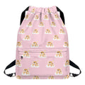 Cute Polka Dot Baby Bear Pattern Print Drawstring Backpack