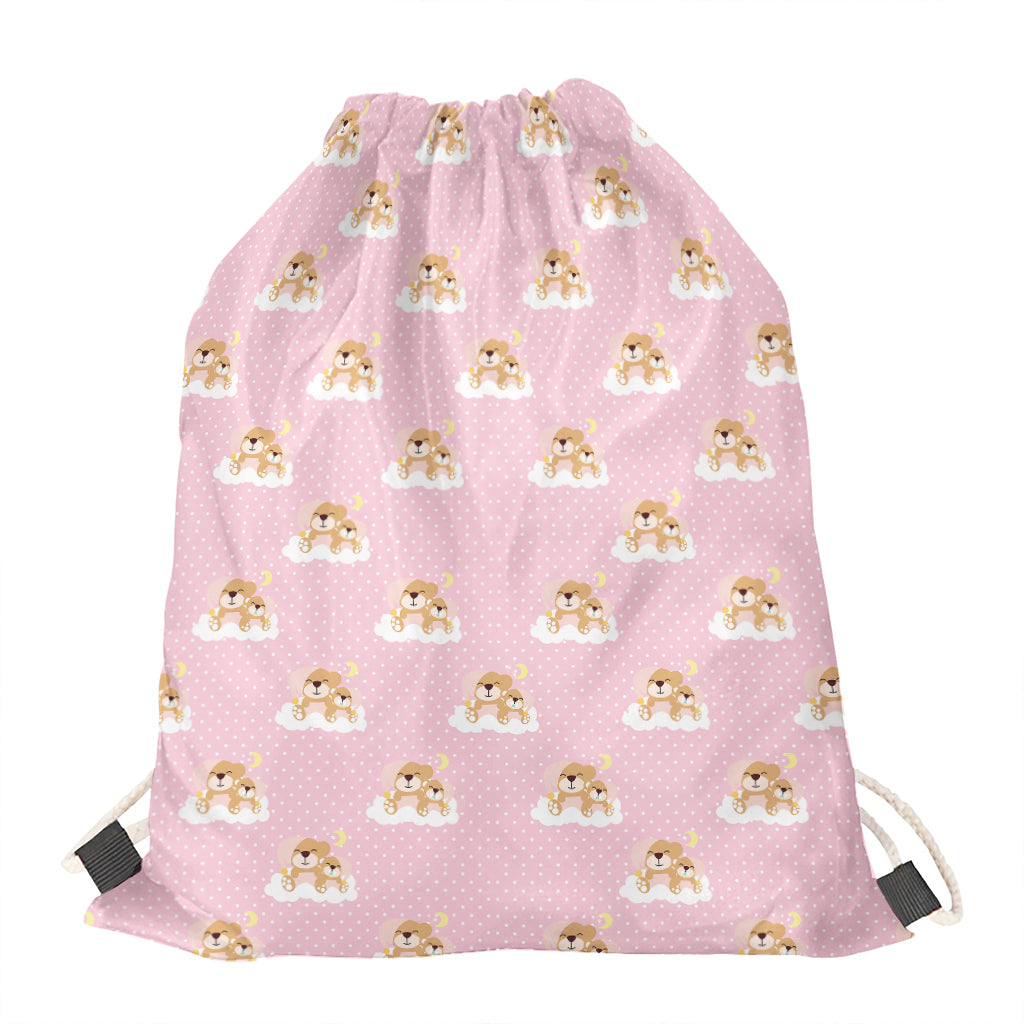 Cute Polka Dot Baby Bear Pattern Print Drawstring Bag
