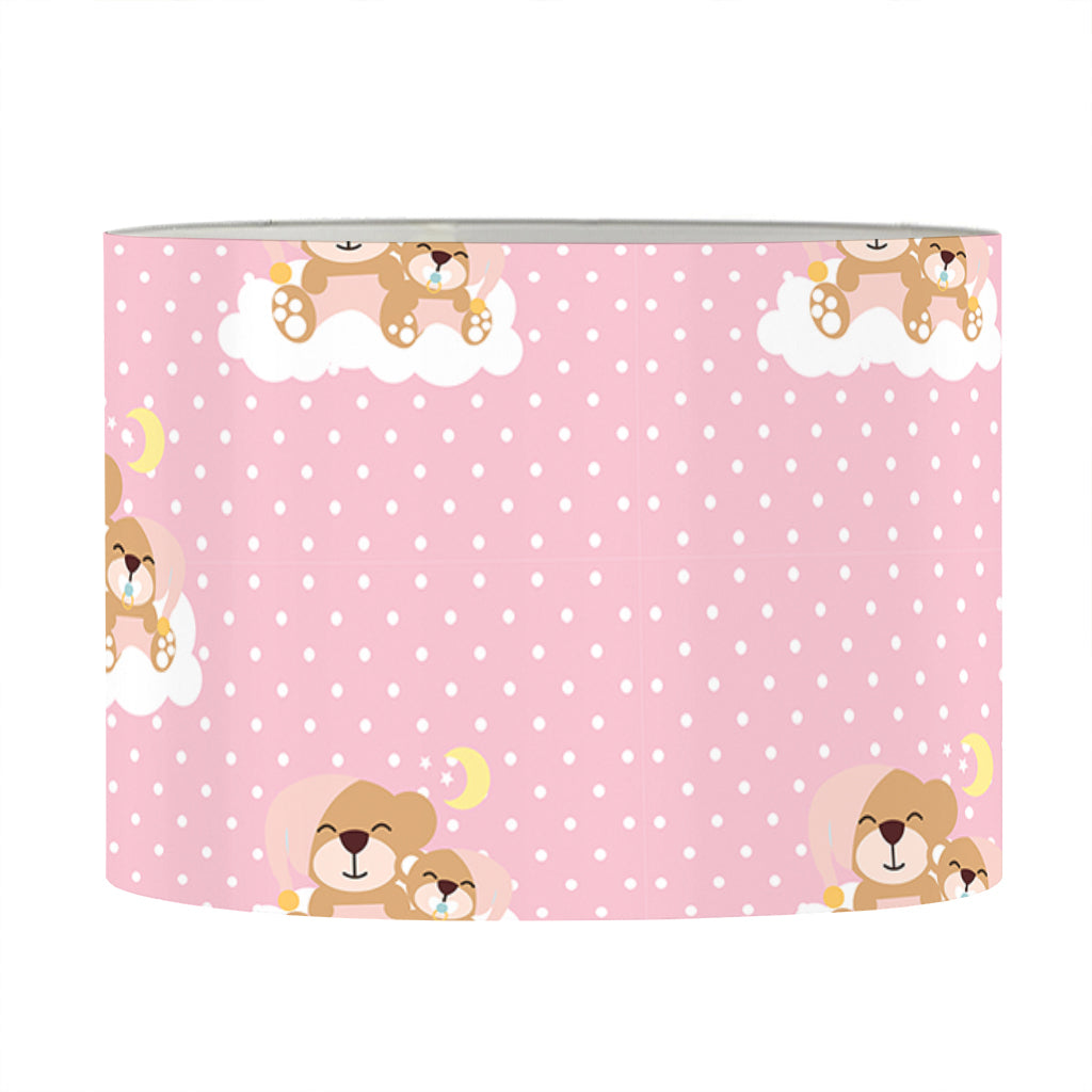 Cute Polka Dot Baby Bear Pattern Print Drum Lamp Shade