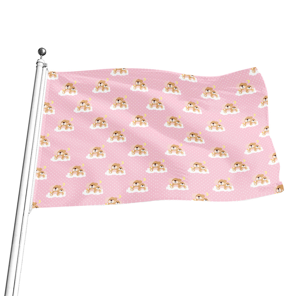 Cute Polka Dot Baby Bear Pattern Print Flag
