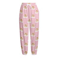 Cute Polka Dot Baby Bear Pattern Print Fleece Lined Knit Pants