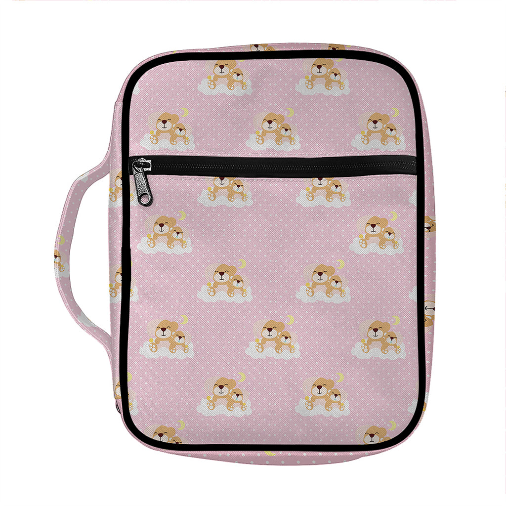 Cute Polka Dot Baby Bear Pattern Print Front Pocket Bible Bag