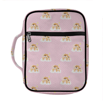 Cute Polka Dot Baby Bear Pattern Print Front Pocket Bible Bag