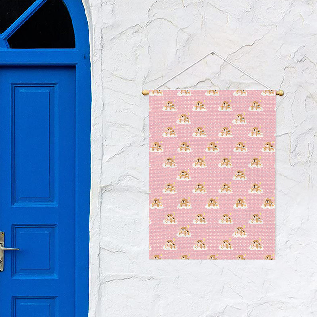 Cute Polka Dot Baby Bear Pattern Print Garden Flag