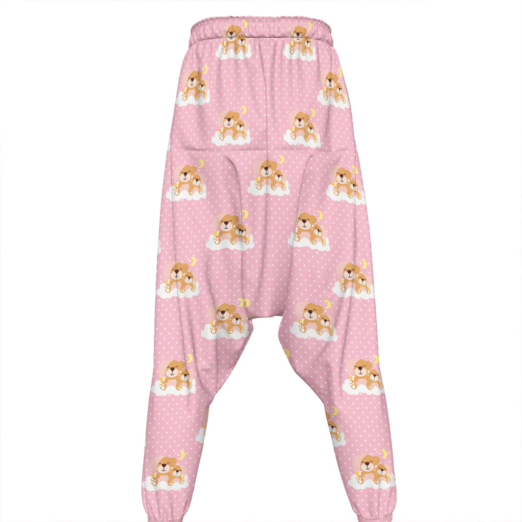 Cute Polka Dot Baby Bear Pattern Print Hammer Pants