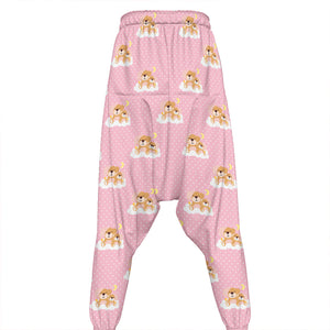 Cute Polka Dot Baby Bear Pattern Print Hammer Pants