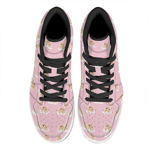 Cute Polka Dot Baby Bear Pattern Print High Top Leather Sneakers