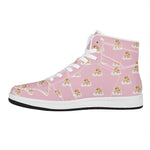 Cute Polka Dot Baby Bear Pattern Print High Top Leather Sneakers