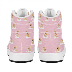 Cute Polka Dot Baby Bear Pattern Print High Top Leather Sneakers