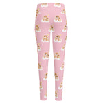 Cute Polka Dot Baby Bear Pattern Print High-Waisted Pocket Leggings