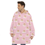 Cute Polka Dot Baby Bear Pattern Print Hoodie Blanket