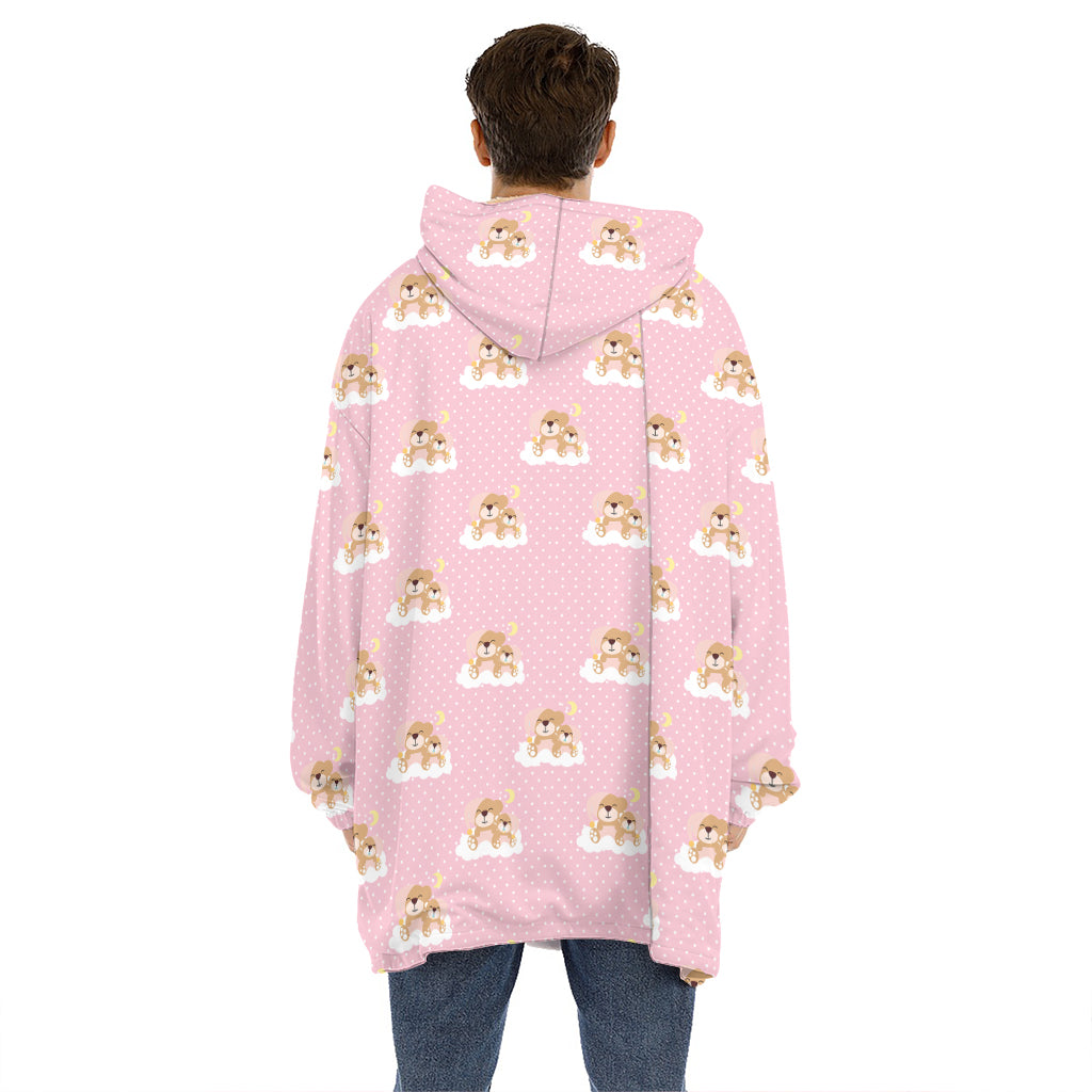 Cute Polka Dot Baby Bear Pattern Print Hoodie Blanket