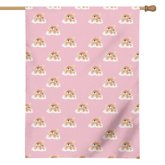 Cute Polka Dot Baby Bear Pattern Print House Flag