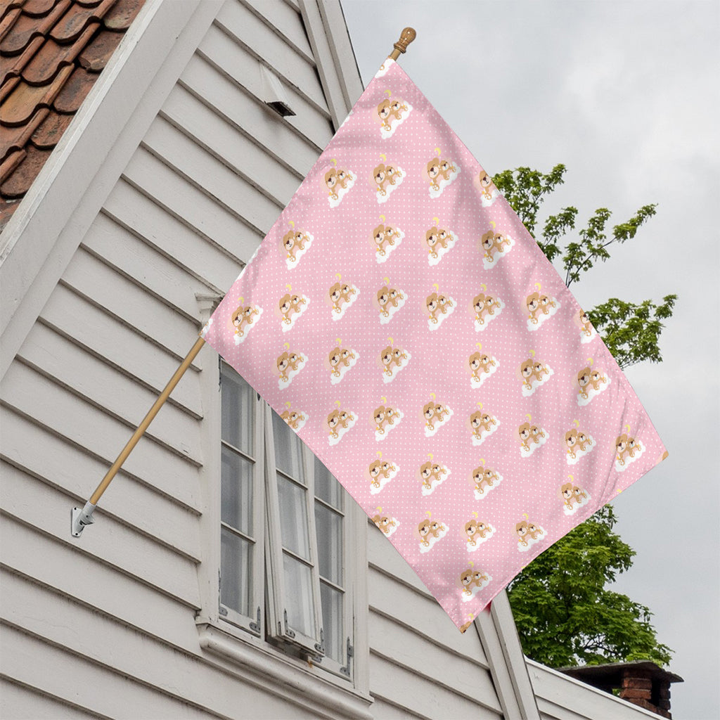 Cute Polka Dot Baby Bear Pattern Print House Flag