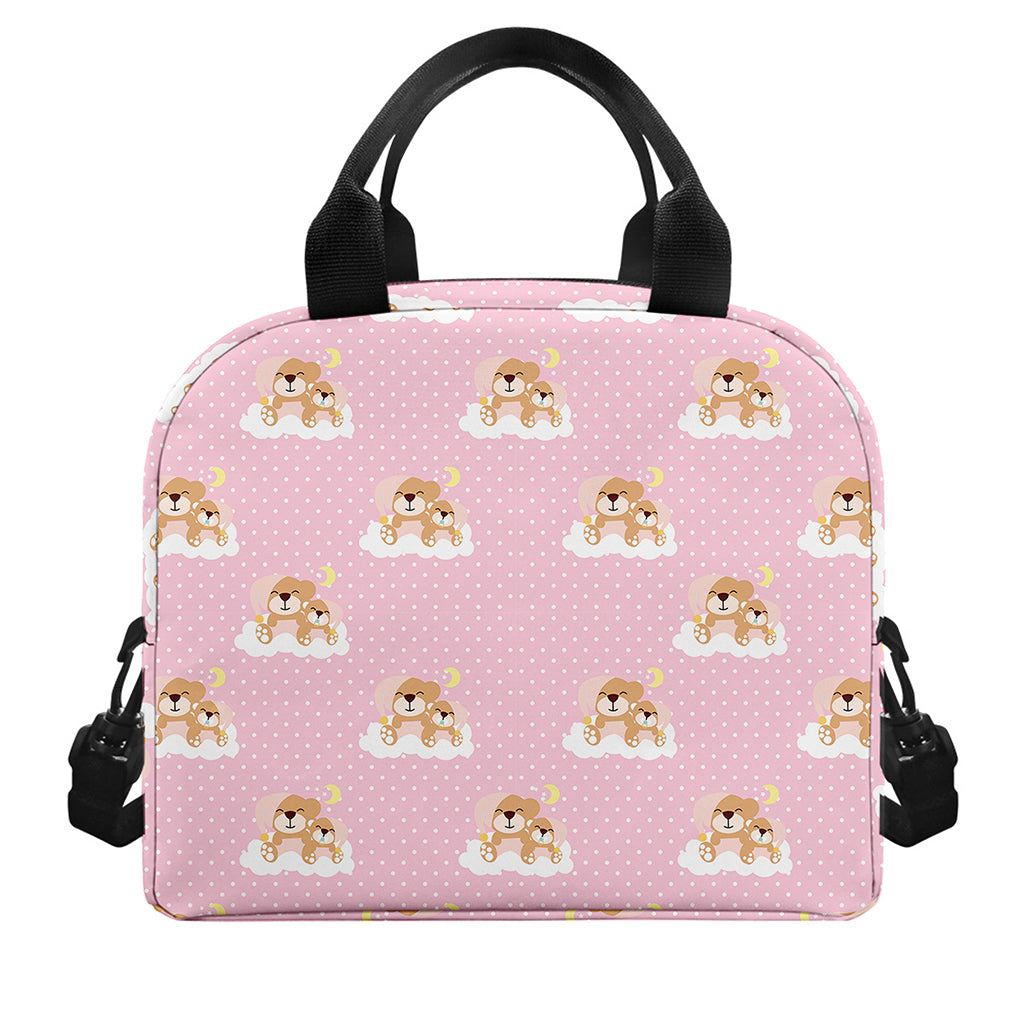 Cute Polka Dot Baby Bear Pattern Print Insulated Lunch Bag