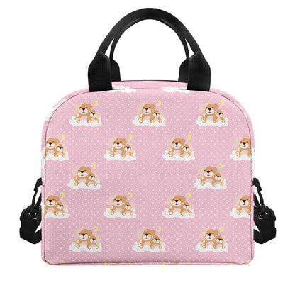 Cute Polka Dot Baby Bear Pattern Print Insulated Lunch Bag