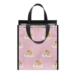Cute Polka Dot Baby Bear Pattern Print Insulated Lunch Tote
