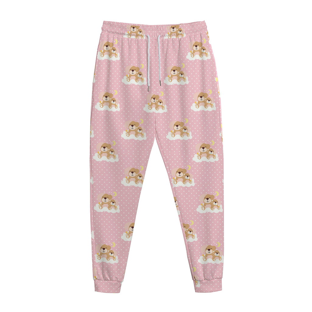 Cute Polka Dot Baby Bear Pattern Print Jogger Pants