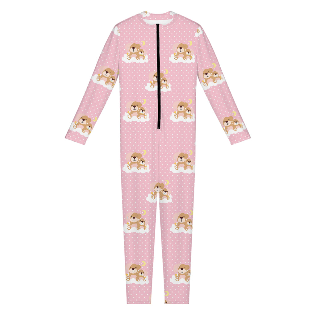 Cute Polka Dot Baby Bear Pattern Print Jumpsuit